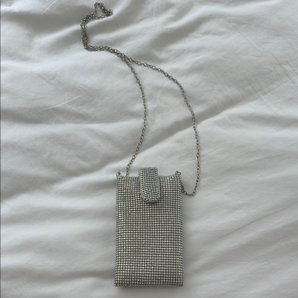 Silver Chain Phone Pouch